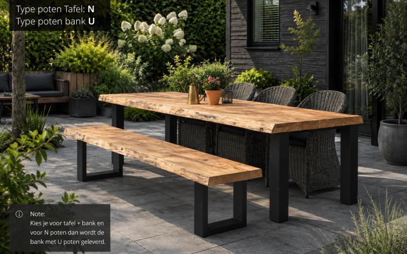 Douglas Boomstam Tuintafel - 5 cm Massief - Stel Zelf Samen - Inclusief Montage